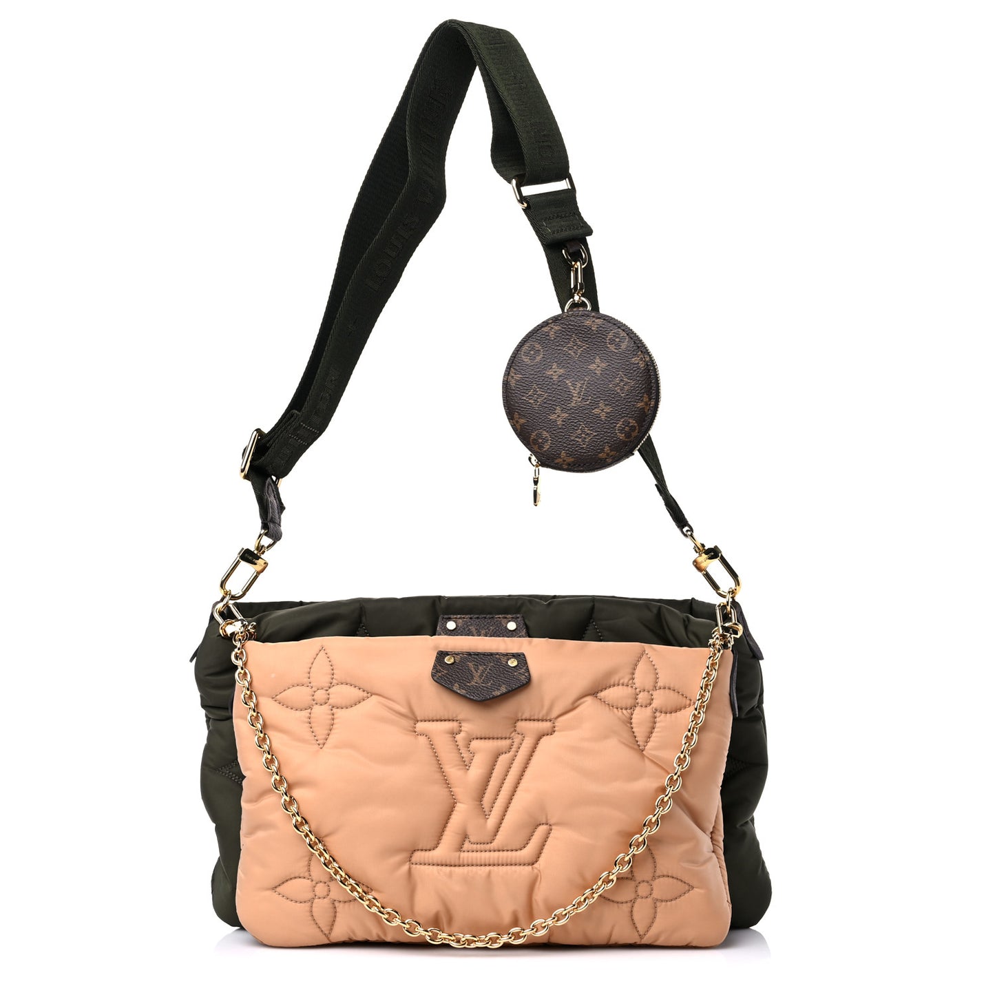Econyl Monogram Pillow Maxi Multi Pochette Accessories Kaki Beige