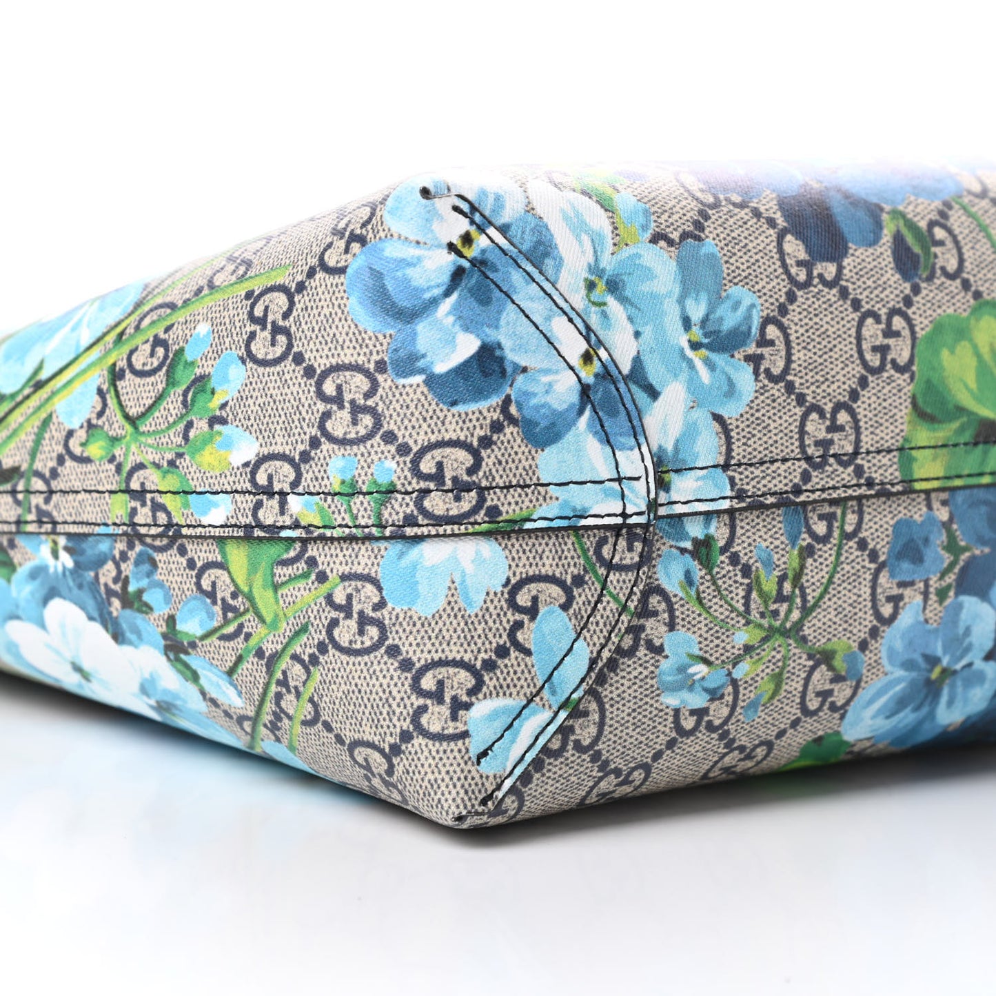 GG Supreme Monogram Blooms Small Reversible Tote Beige Blue Navy
