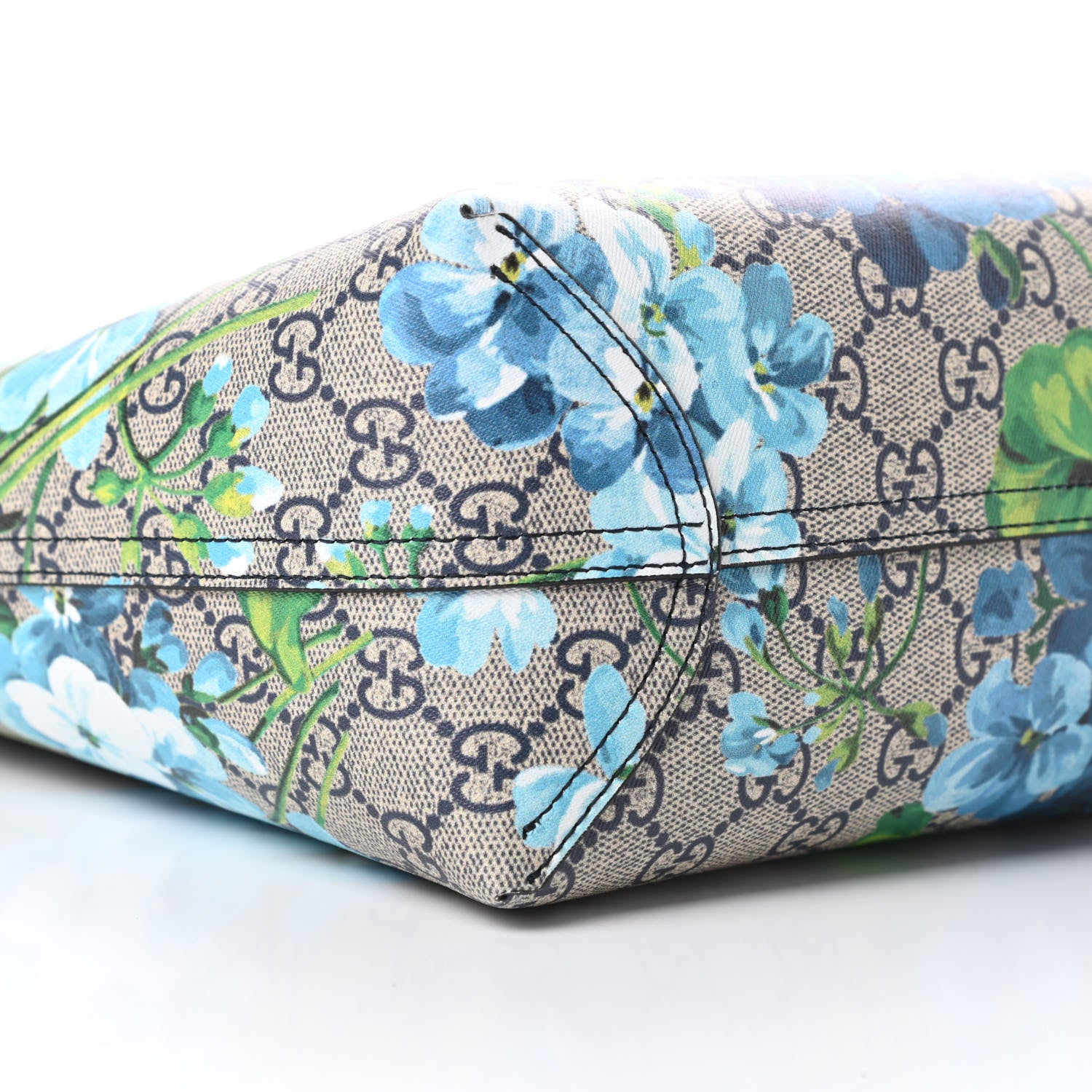 Gucci GG Supreme Monogram Blooms Small Reversible Tote Beige Blue Navy 11 of 15