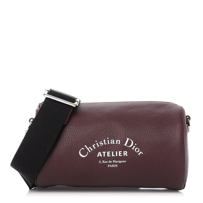Christian Dior HOMME Grained Calfskin Mens Roller Pouch Burgundy 1 of 9