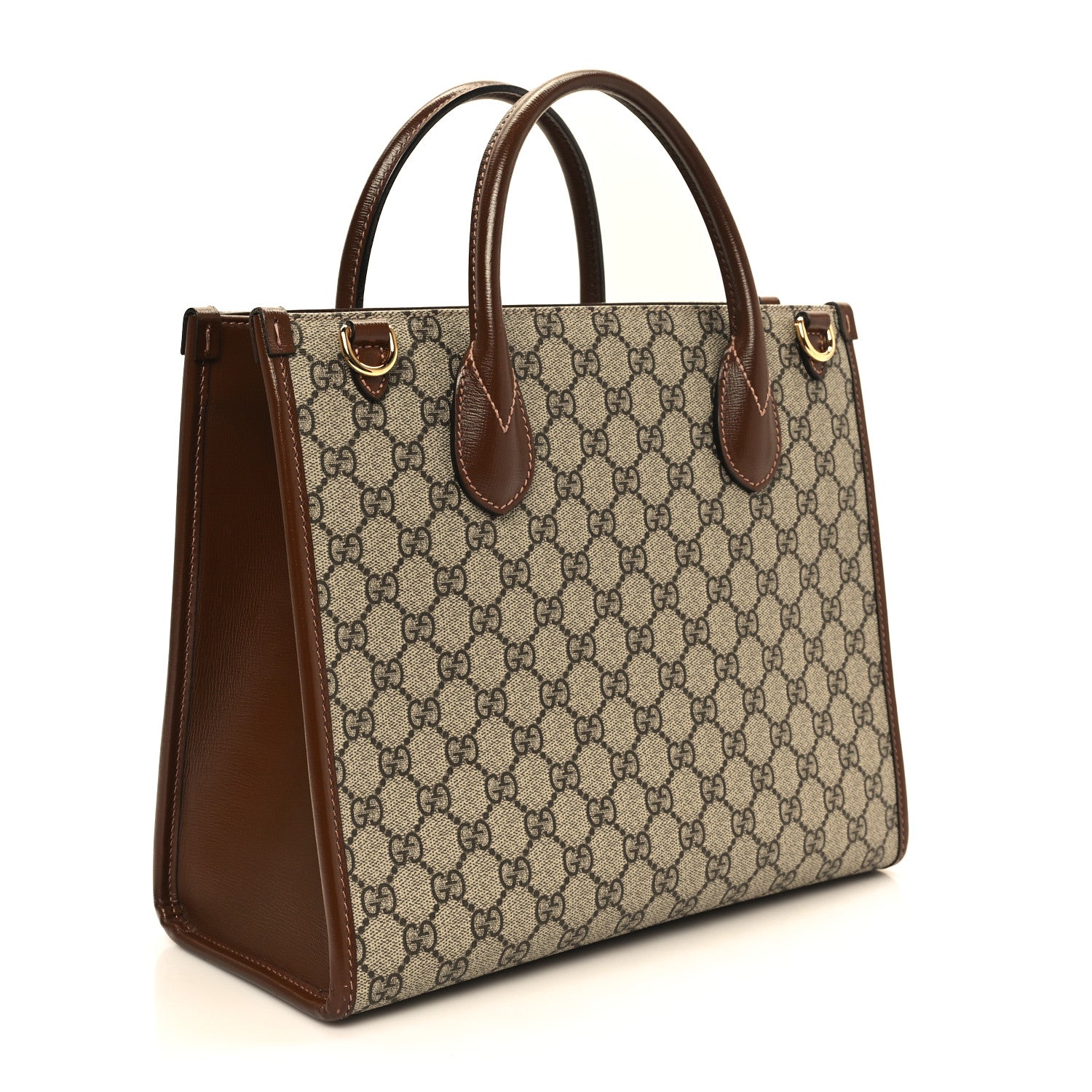 Gucci GG Supreme Monogram Azalea Calfskin Small Retro Interlocking G Tote Bag Beige Ebony Brown Sugar 3 of 11