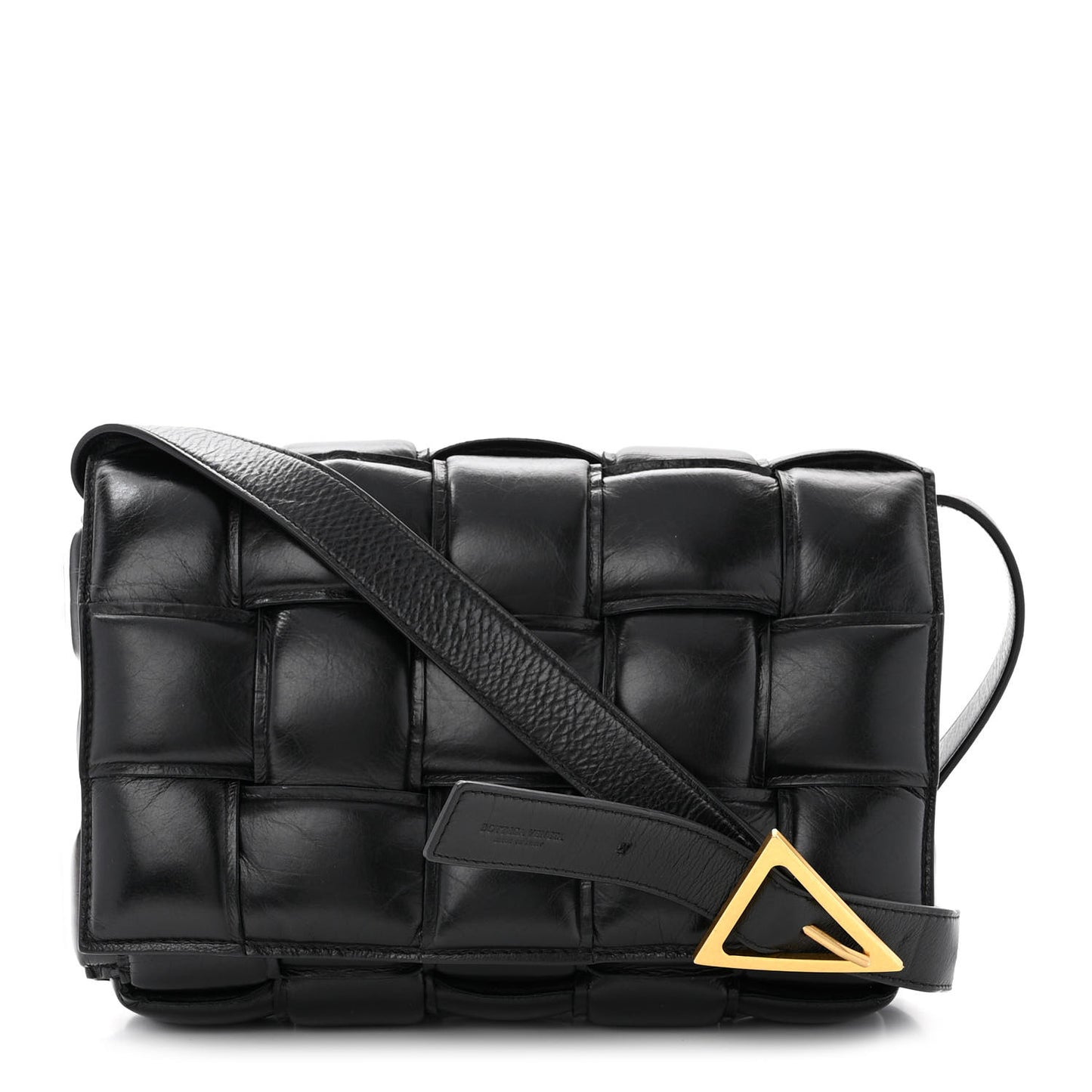 Nappa Maxi Intreccio Padded Cassette Crossbody Bag Black