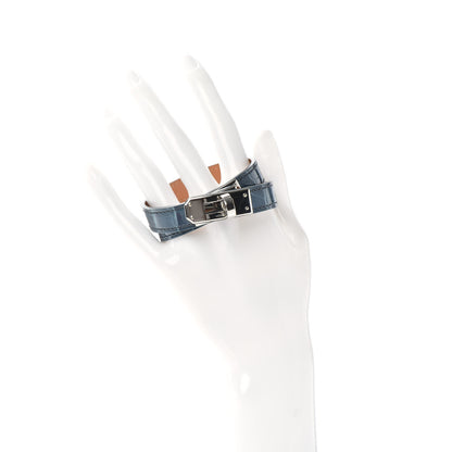 Hermes Shiny Alligator Kelly Double Tour Bracelet S Blue Jean 2 of 4