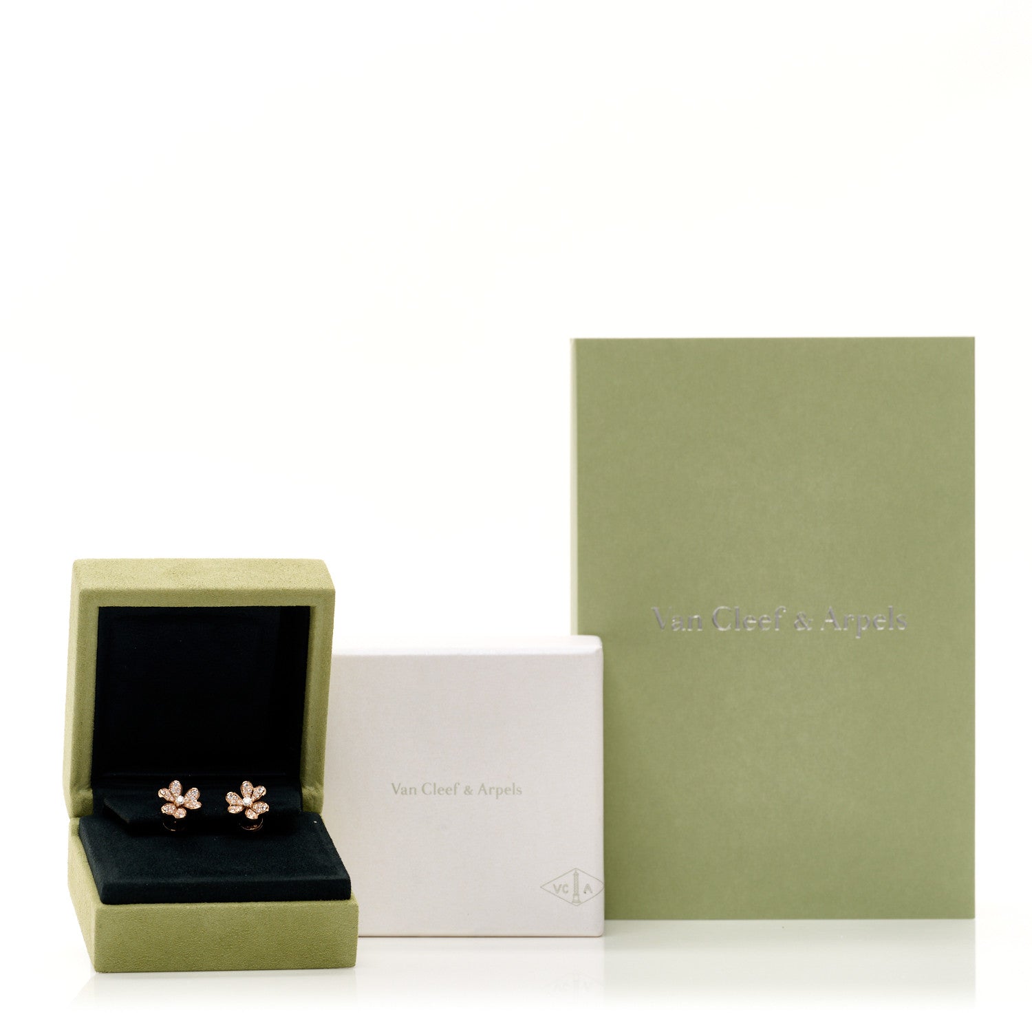 Van Cleef & Arpels 18K Rose Gold Diamond Mini Frivole Pave Earrings 5 of 5