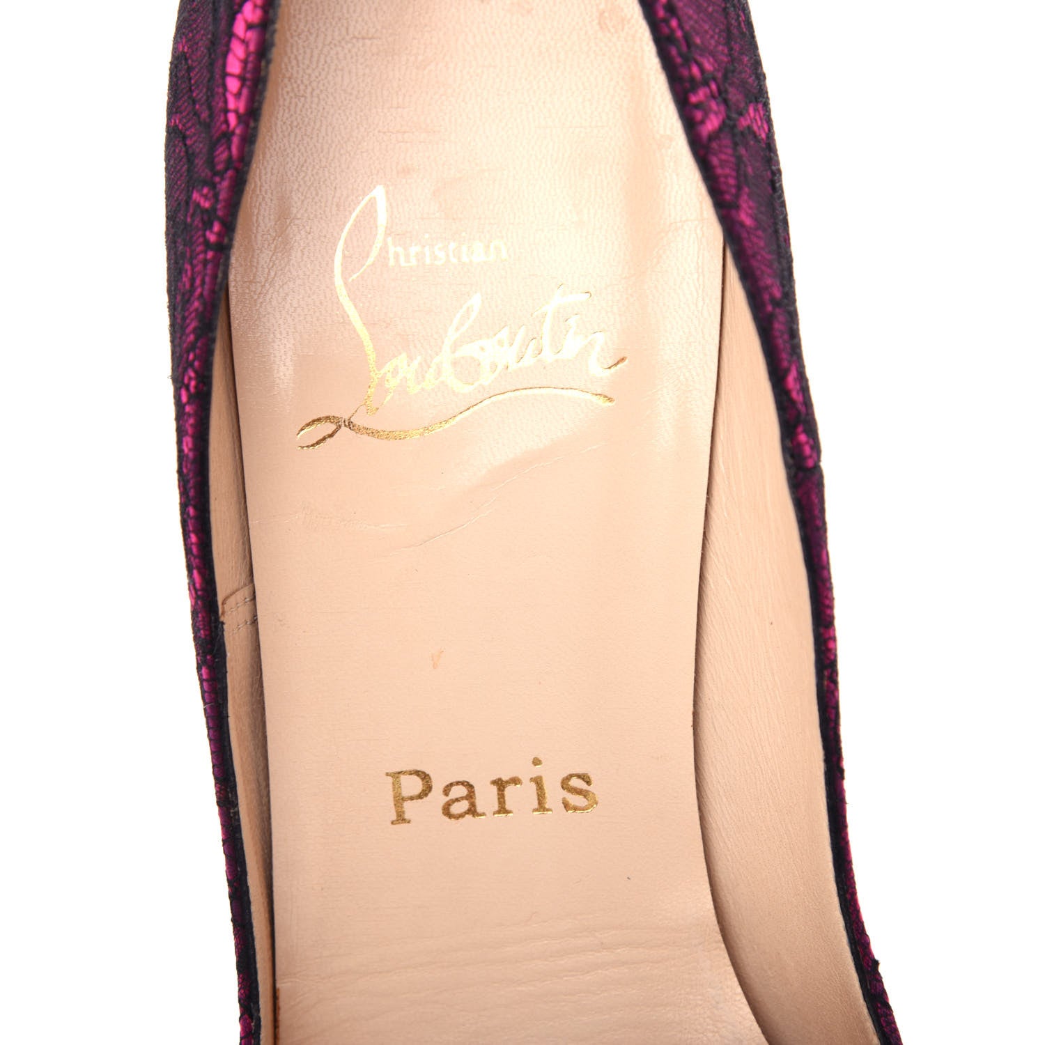 Christian Louboutin Lace Pigalle Follies 120 Pumps 37 Fuchsia 8 of 9