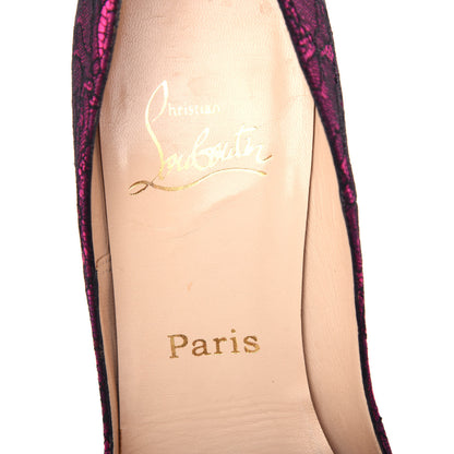 Christian Louboutin Lace Pigalle Follies 120 Pumps 37 Fuchsia 8 of 9