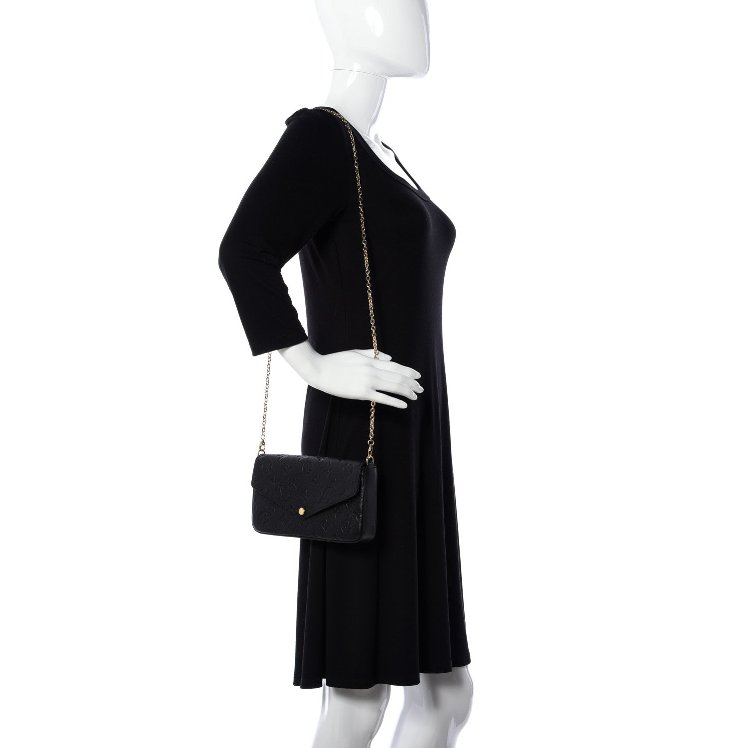 Louis Vuitton Empreinte Pochette Felicie Chain Wallet Black 2 of 17