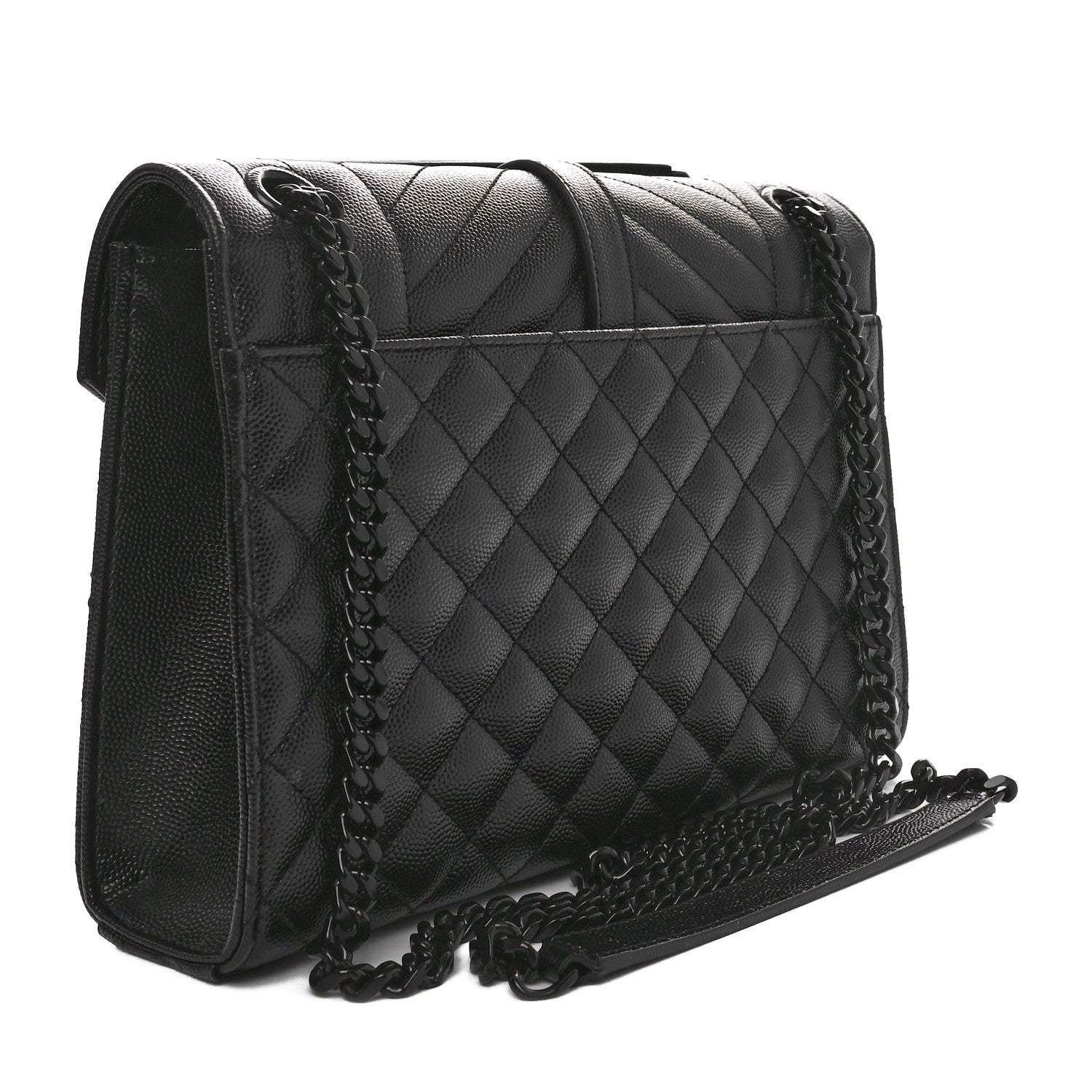 Saint Laurent Grain De Poudre Textured Mixed Matelasse Triquilt Medium Monogram Monochrome Satchel Black 3 of 9