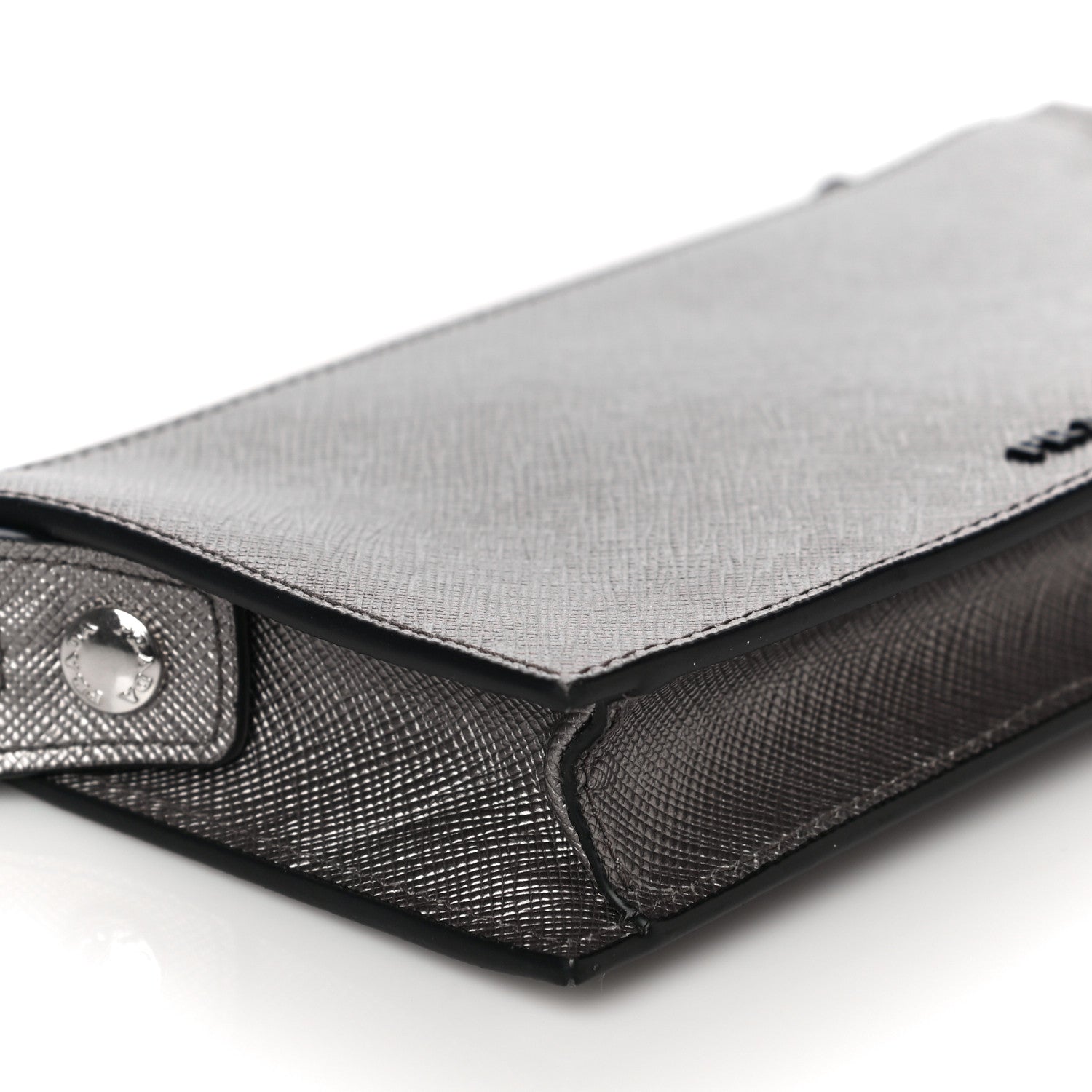 Prada Metallic Saffiano Phone Pouch Fumo Mordore 9 of 10