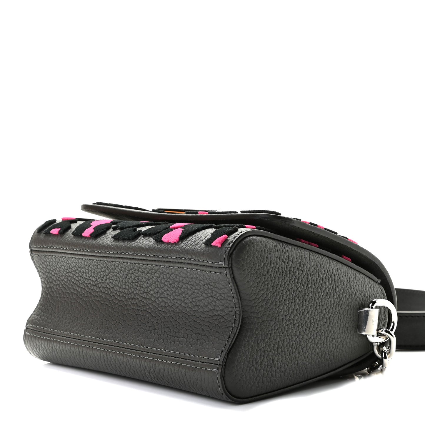 Taurillon Tufted Wild At Heart Twist Shoulder Bag PM Grey