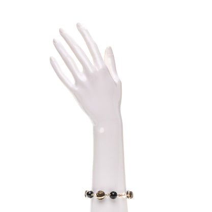 Chanel Lace Pearl Beaded CC Bracelet Black Gold 2 of 5