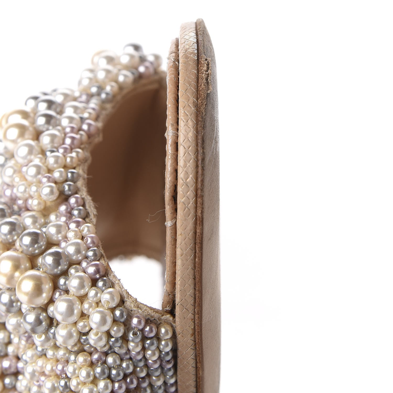 Chanel Calfskin Pearl Flat Sandals 40 Beige 11 of 12