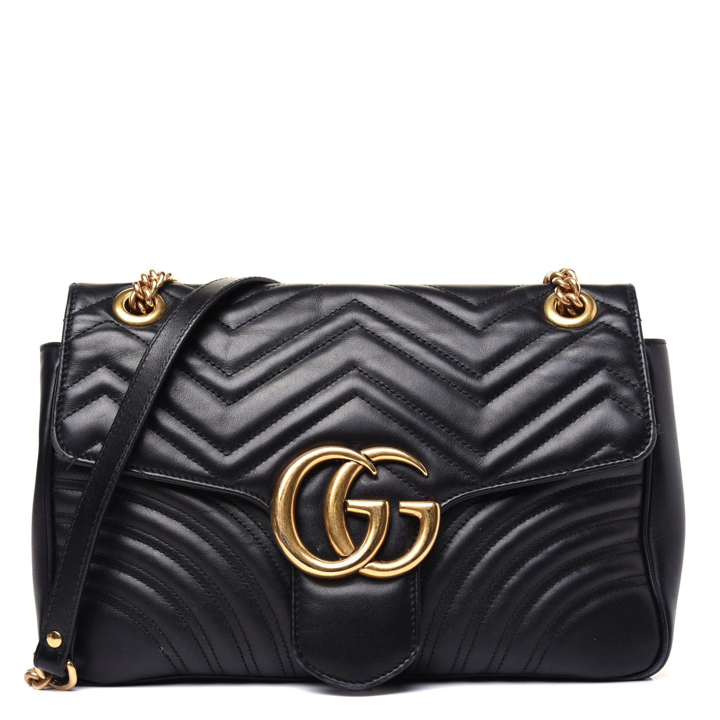 Calfskin Matelasse Medium GG Marmont Shoulder Bag Black