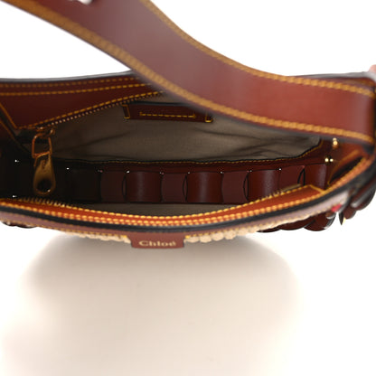 Chloe Calfskin Raffia Embroidered Small Darryl Hobo Sepia Brown 5 of 10