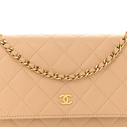 Chanel Caviar Quilted Wallet on Chain WOC Beige 9 of 12