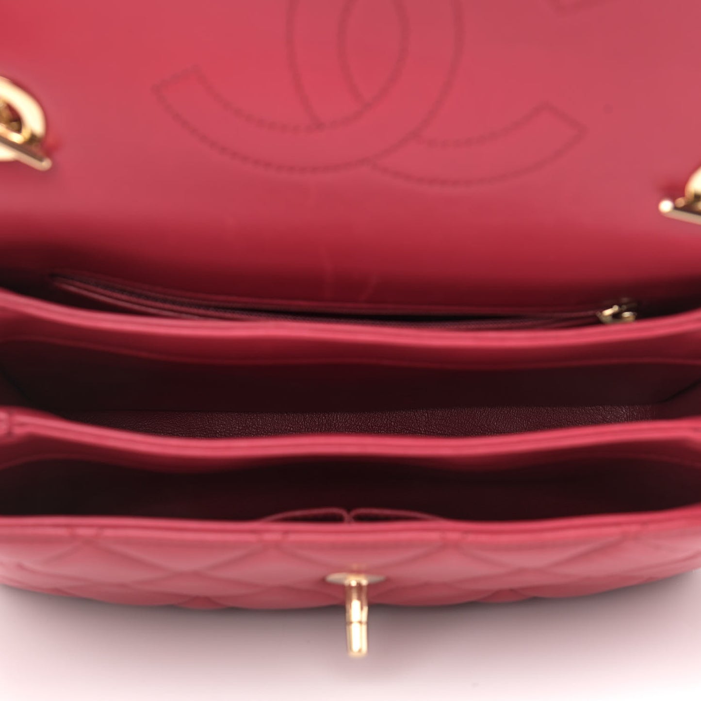 Lambskin Quilted Small Trendy CC Flap Dual Handle Bag Dark Pink