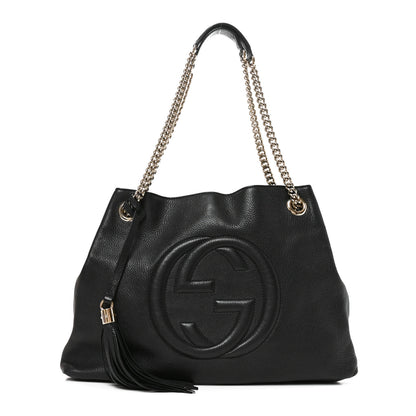 Gucci Pebbled Calfskin Medium Soho Chain Shoulder Bag Black 1 of 11