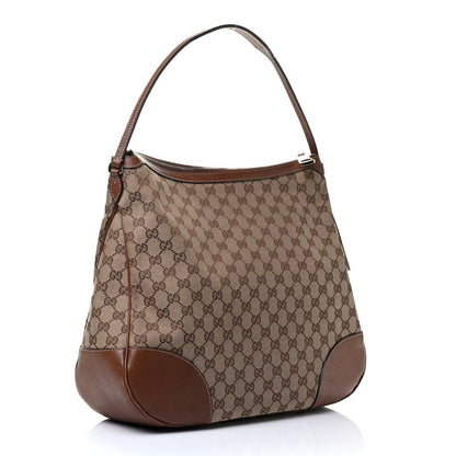 Gucci Monogram Textured Calfskin Large Bree Hobo Beige Ebony Nocciola 4 of 8