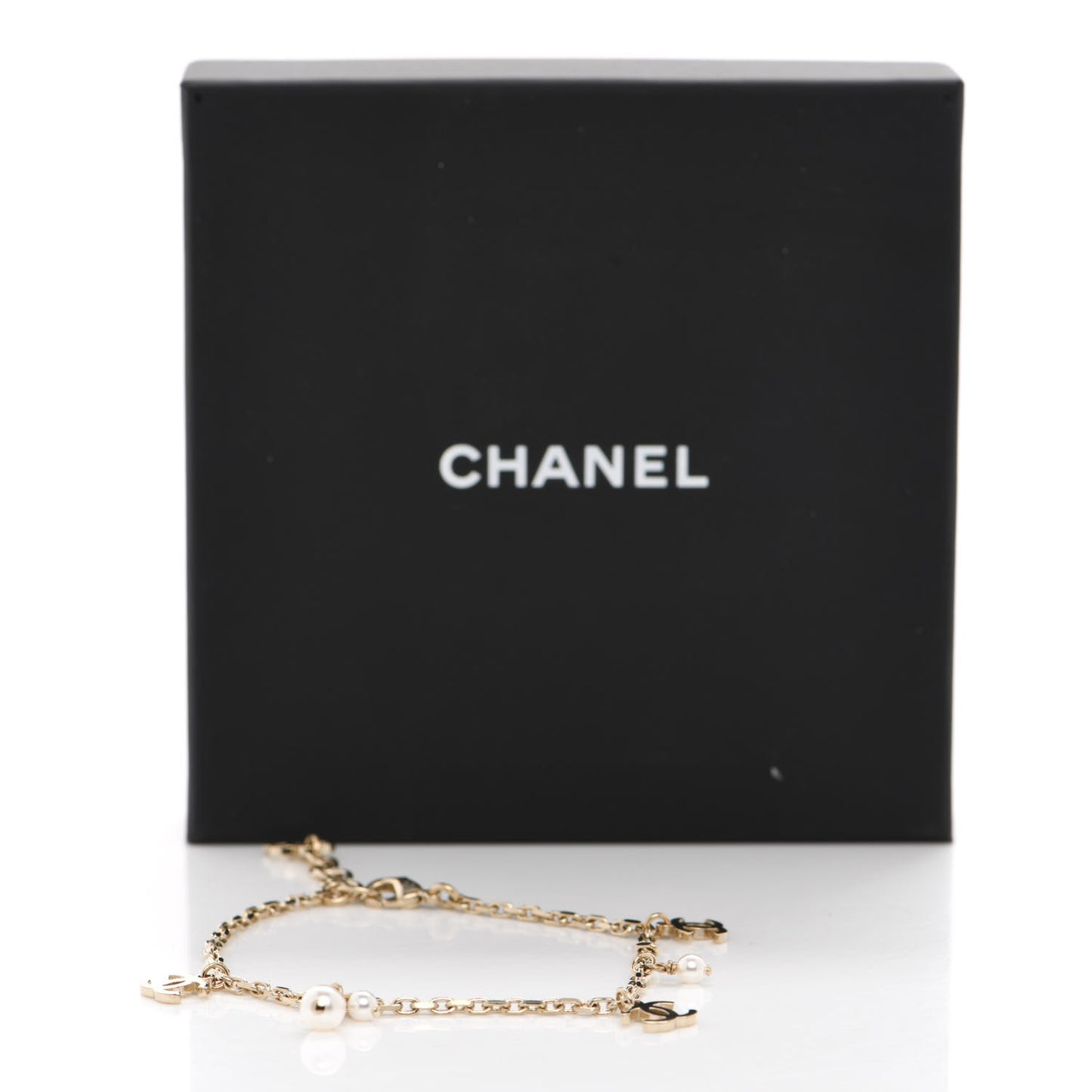 Pearl CC Chain Anklet Gold