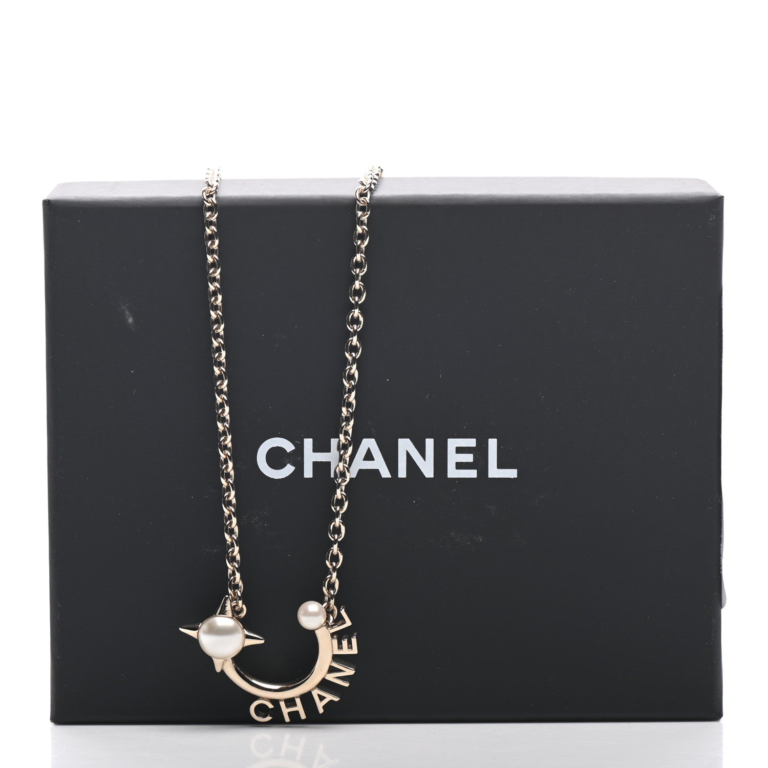 Chanel Pearl Logo Necklace Gold 5 of 5