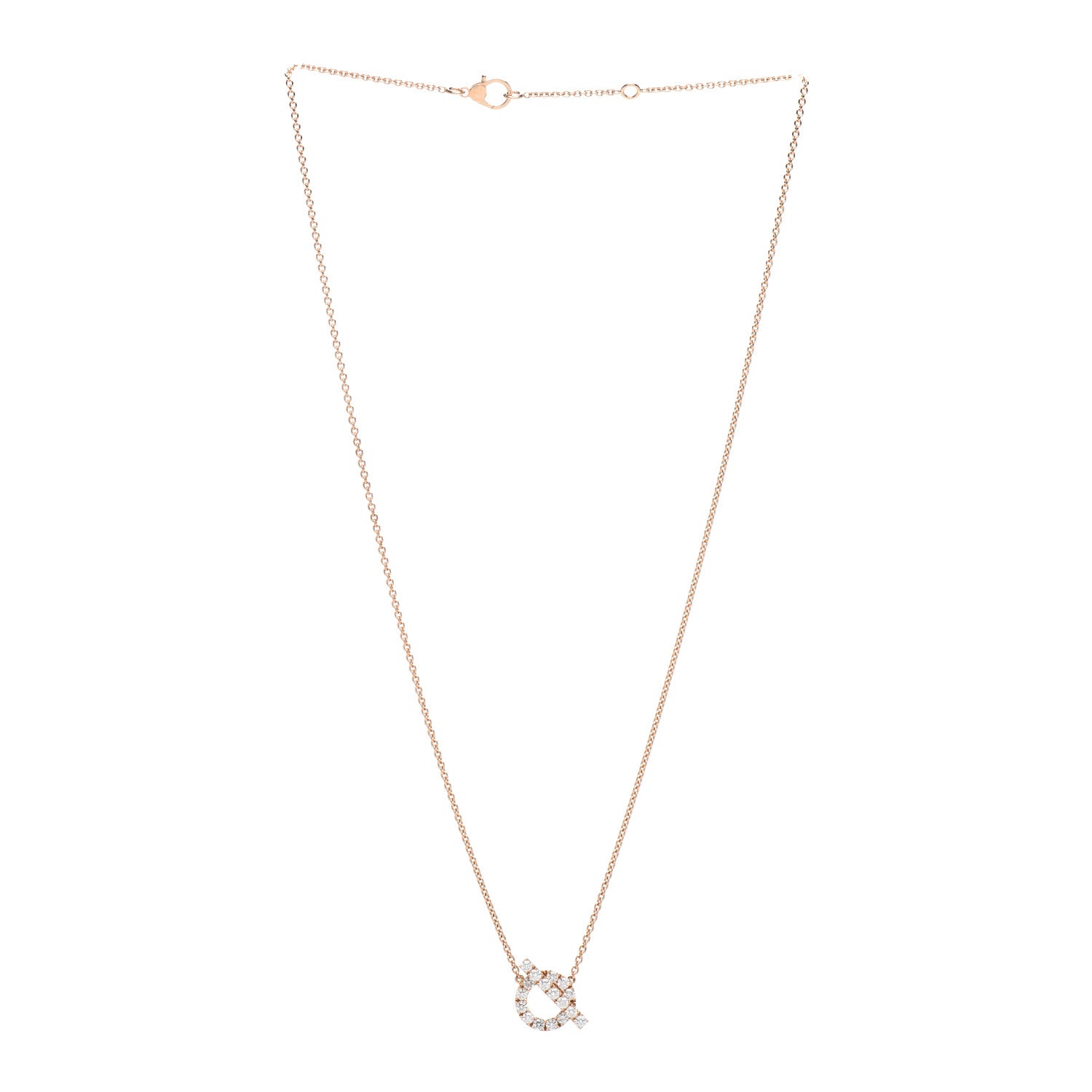 Hermes 18K Rose Gold Diamond Finesse Pendant Necklace 3 of 5
