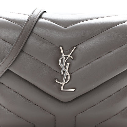 Saint Laurent Calfskin Y Quilted Monogram Toy Loulou Crossbody Bag Grey Kaki 7 of 10