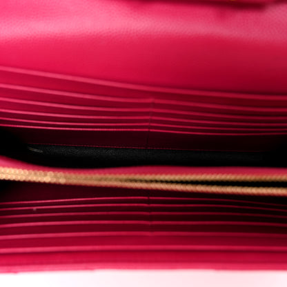 Saint Laurent Grain De Poudre Matelasse Chevron Monogram Chain Wallet Lipstick Fuchsia 5 of 11