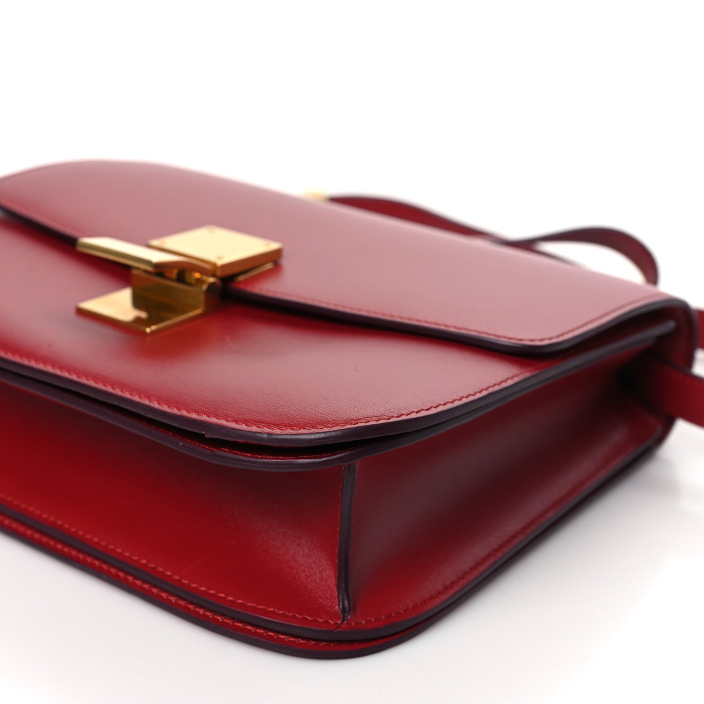 Box Cakfskin Medium Classic Box Flap Bag Red