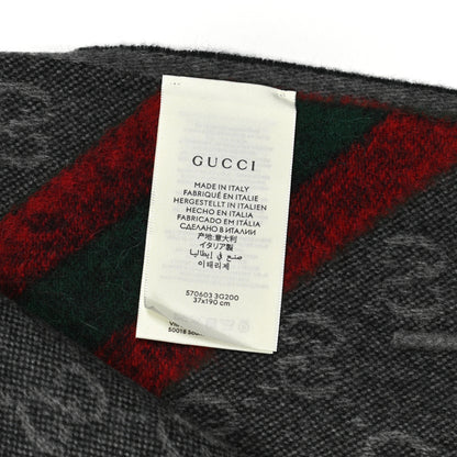 Gucci Wool Jacquard Monogram Web New Nikky Scarf Lead Dark Green 3 of 4