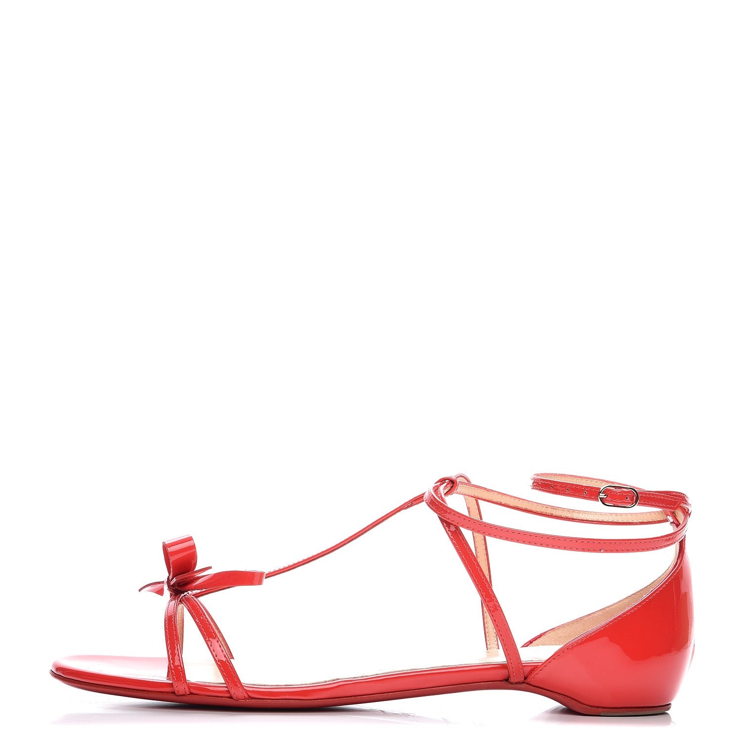 Christian Louboutin Patent Blakissima Flat Sandals 39 Fraise 1 of 8