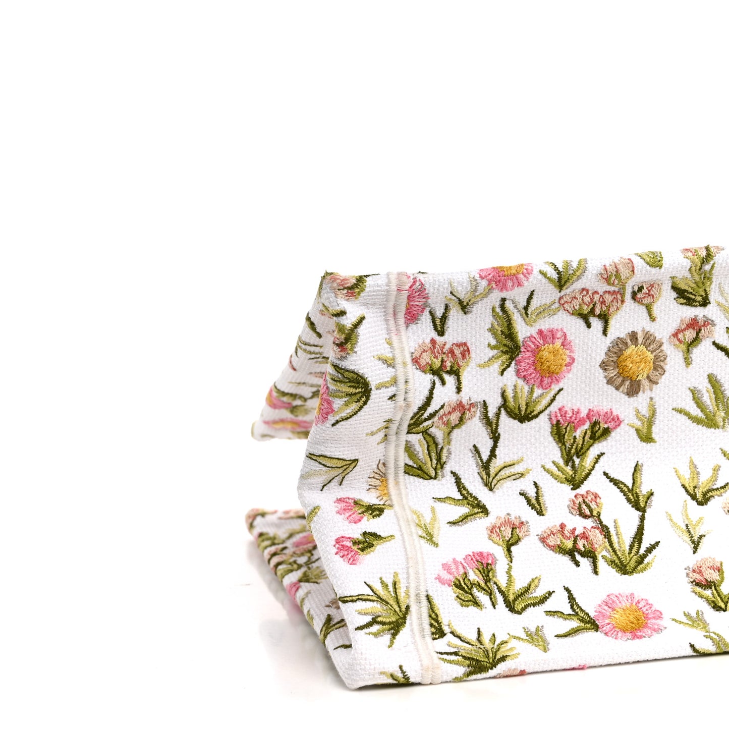 Cotton Toile De Jouy Daisy Garden Embroidered Dior Medaillon Small Book Tote With Strap Pink Multicolor