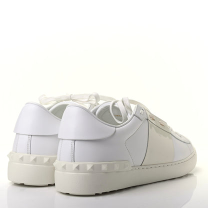 Valentino Garavani Calfskin Patent Mens Rockstud Open Sneakers 43 Bianco 4 of 9