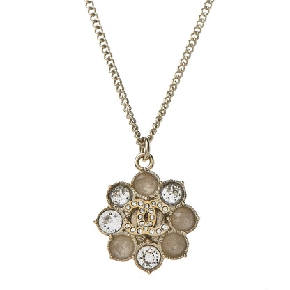 Chanel Crystal CC Flower Pendant Necklace Gold 5 of 5