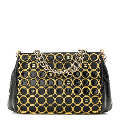 Chanel Patent Embroidered Clutch With Chain Black Gold 1 of 14