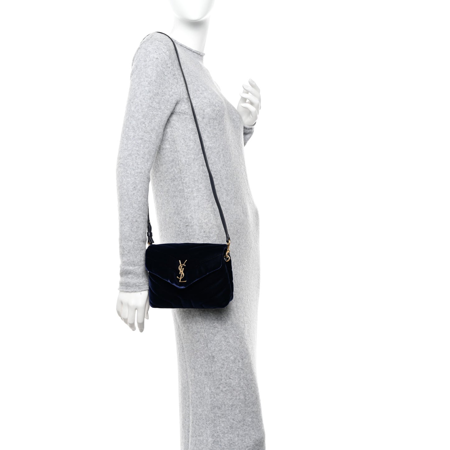Velvet Y Quilted Monogram Toy Loulou Crossbody Bag Deep Marine