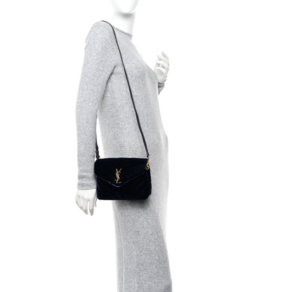 Saint Laurent Velvet Y Quilted Monogram Toy Loulou Crossbody Bag Deep Marine 2 of 10