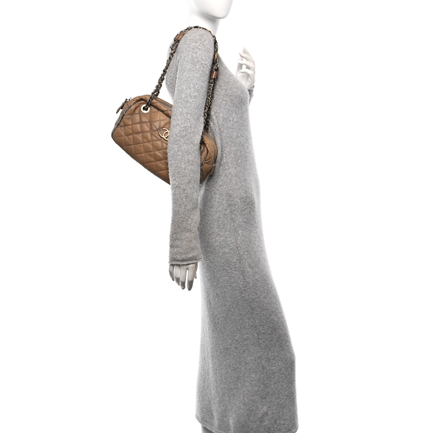 Chanel Iridescent Calfskin Tweed Bowler Bag Brown 2 of 10