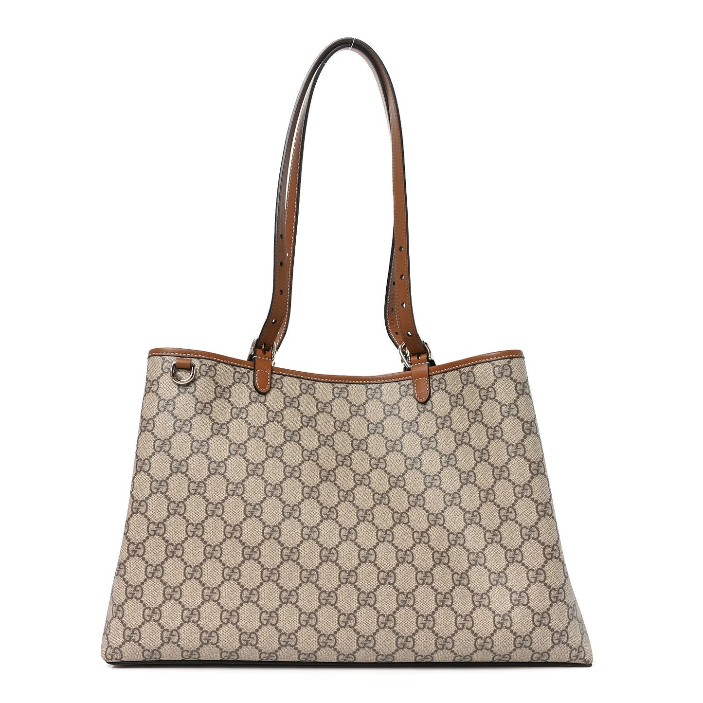 GG Supreme Monogram Emblem Large Tote Bag Beige Dark Brown