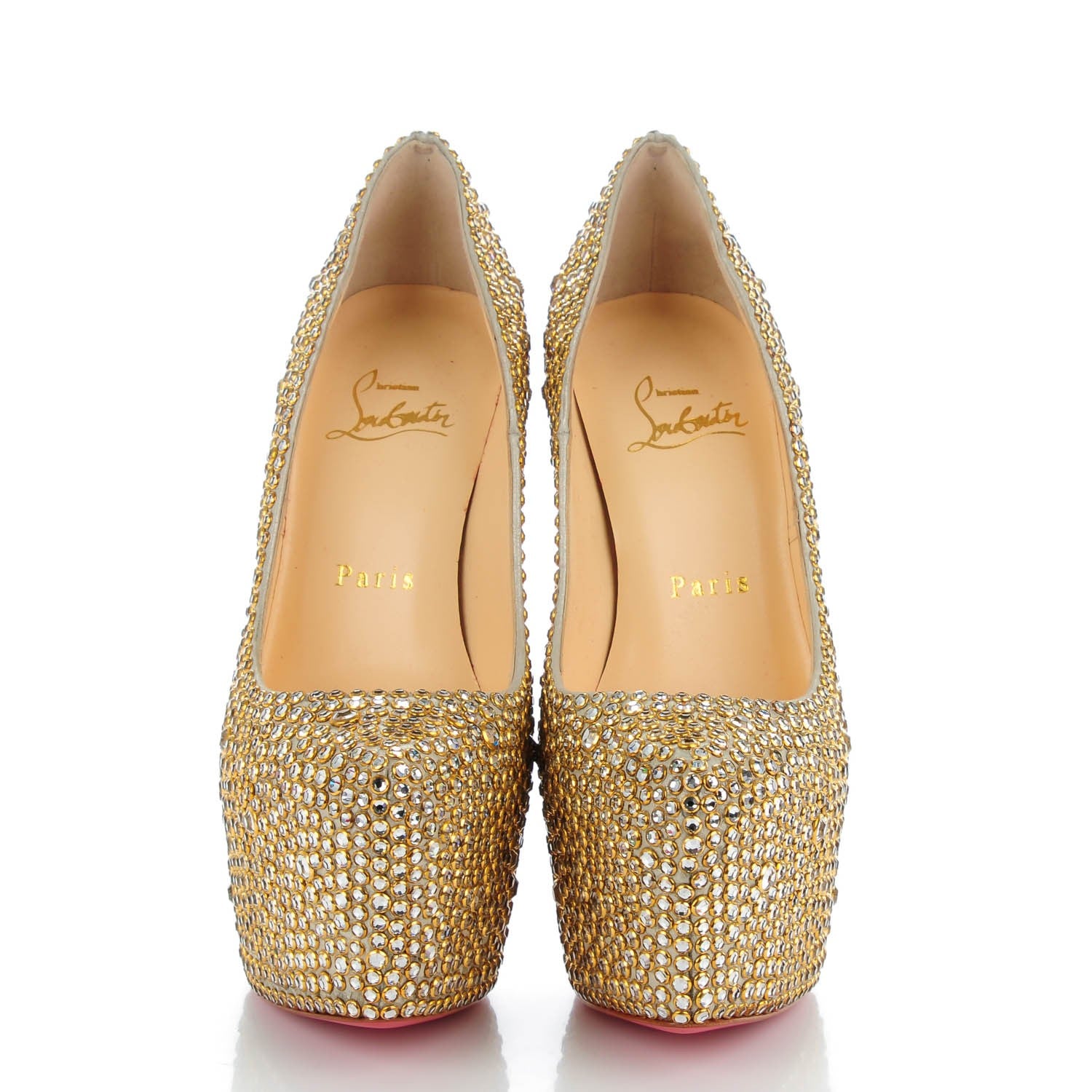 Christian Louboutin Crystal Suede Burma Daffodile Strass 160 Pumps 35.5 Gold 2 of 8