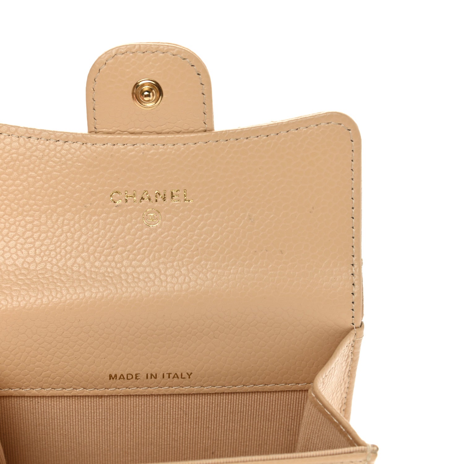 Chanel Caviar Quilted Flap Card Holder Wallet Beige 6 of 10