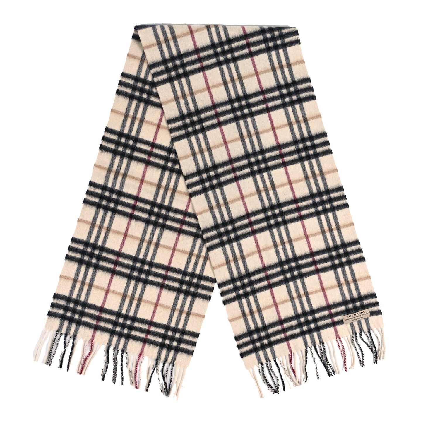 Cashmere Vintage Check Fringe Scarf Stone