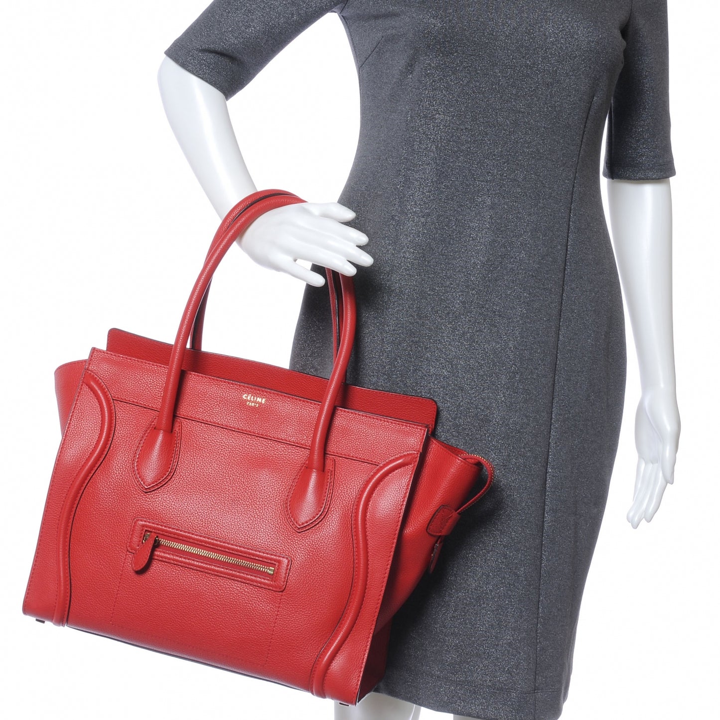 Drummed Leather Shoulder Luggage Red