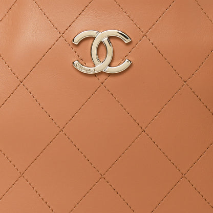 Chanel Calfskin Stitched Small Shopping Tote Brown 10 of 12