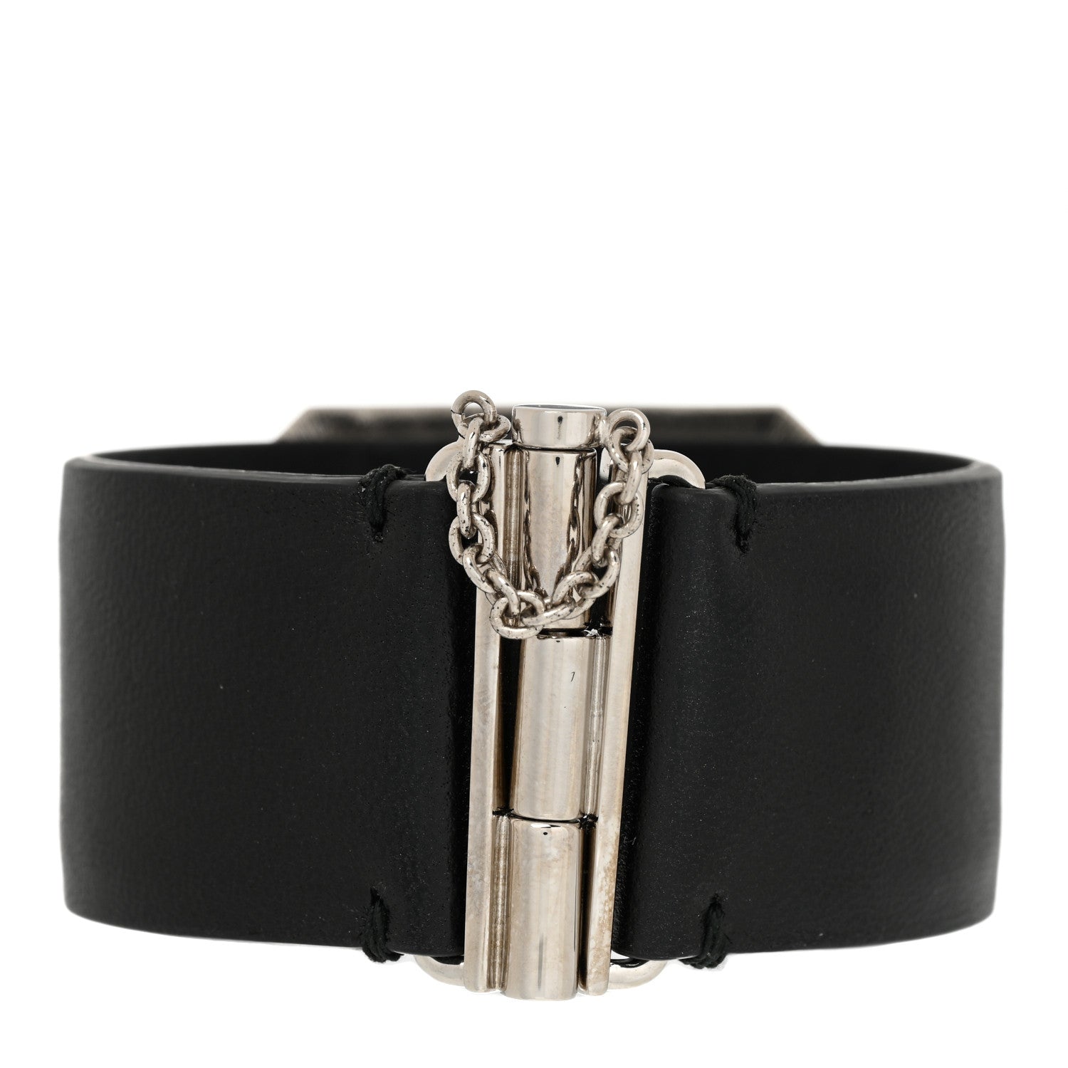 Chanel Calfskin Crystal CC Cuff Bracelet M Black 3 of 7