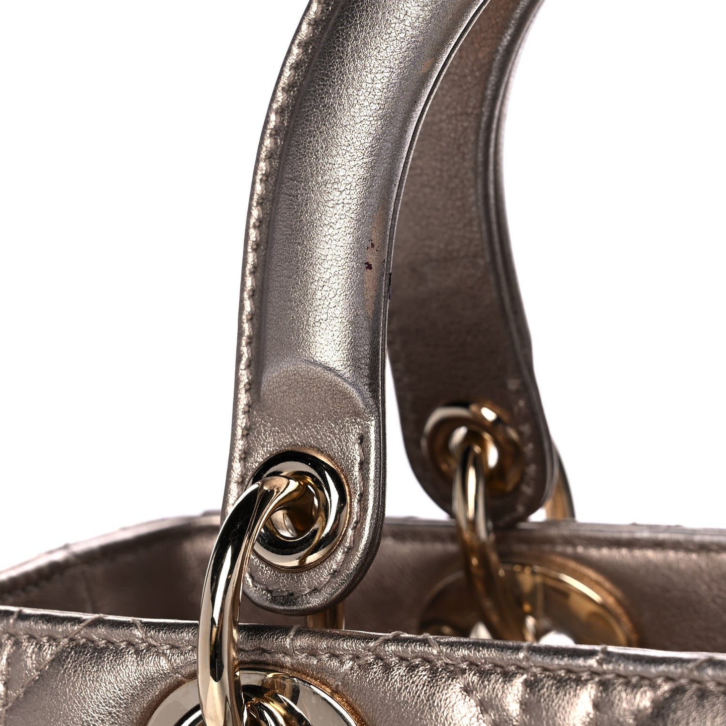 Metallic Calfskin Cannage Medium Lady Dior Gold