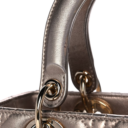 Christian Dior Metallic Calfskin Cannage Medium Lady Dior Gold 15 of 16