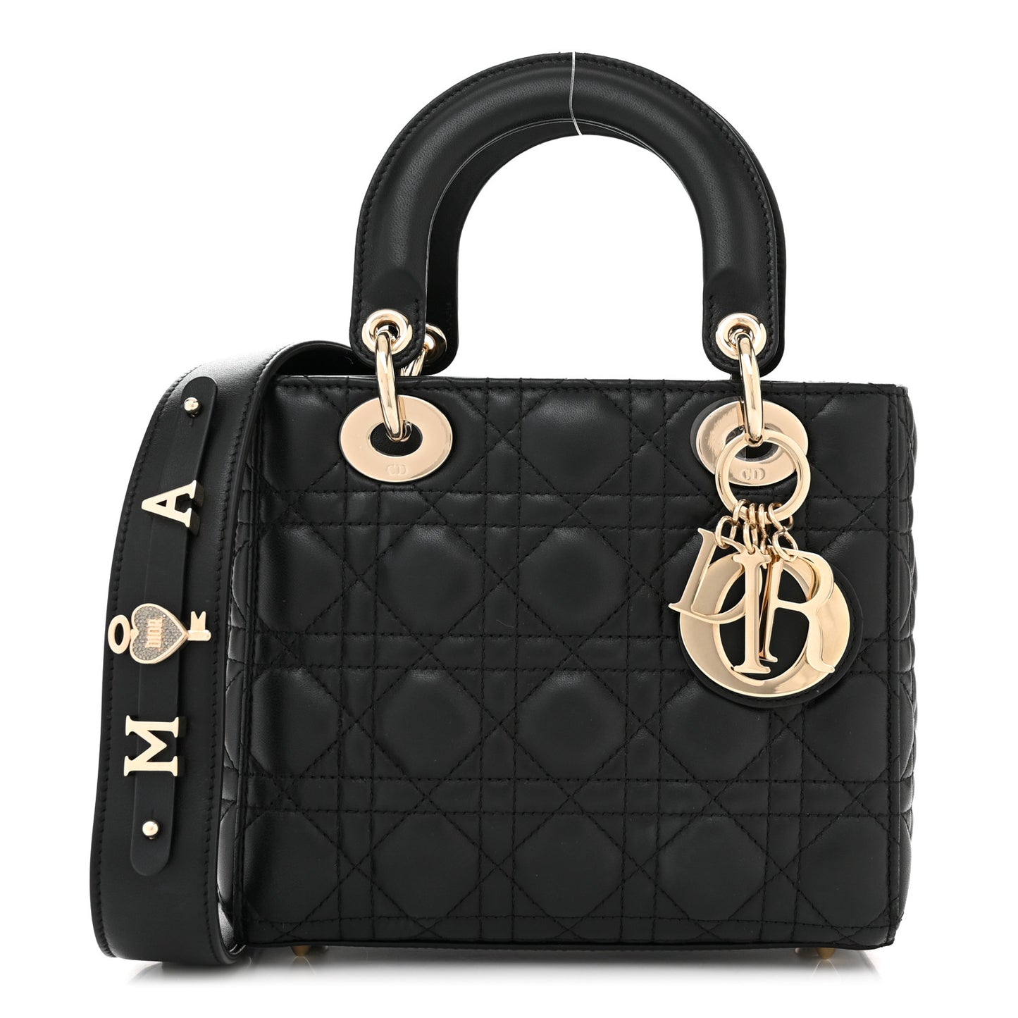 CHRISTIAN DIOR Lambskin Cannage Small My ABCDior Lady Dior Black