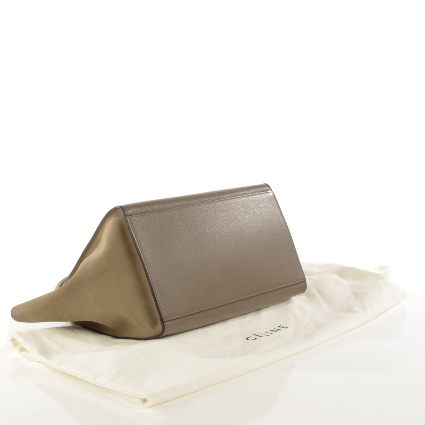 Drummed Calfskin Suede Medium Trapeze Souris