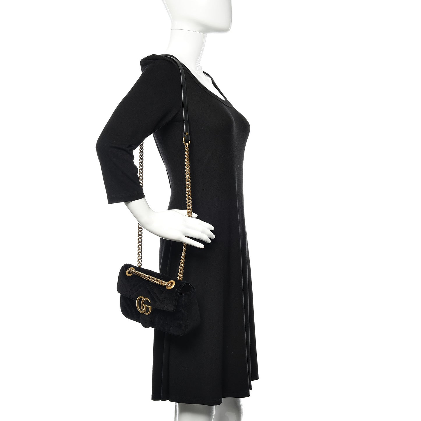 Velvet Matelasse Mini GG Marmont Shoulder Bag Black