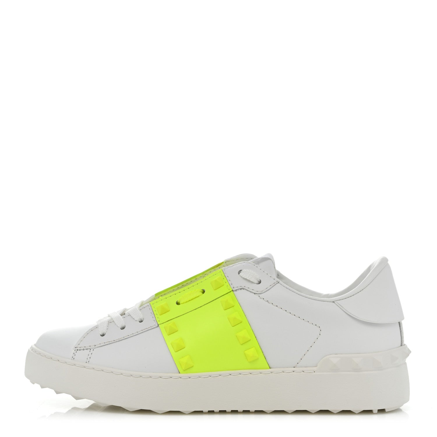 Valentino Garavani Calfskin Womens Rockstud Untitled Open Sneakers 39 Neon Yellow 1 of 8